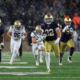 SOUTH BEND, INDIANA - NOVEMBER 08: Aneyas Williams #22 of the Notre Dame Fighting Irish runs for a touchdown against the Navy Midshipmen at Notre Dame Stadium on November 08, 2025 in South Bend, Indiana. (Photo by Justin Casterline/Getty Images)